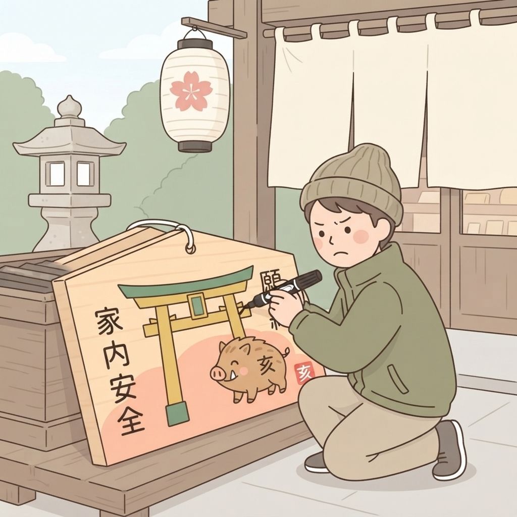 นักท่องเที่ยวเขียนด้วยปากกาเมจิกลงบนด้านหน้าของแผ่นไม้ขอพรที่มีลวดลายวาดไว้